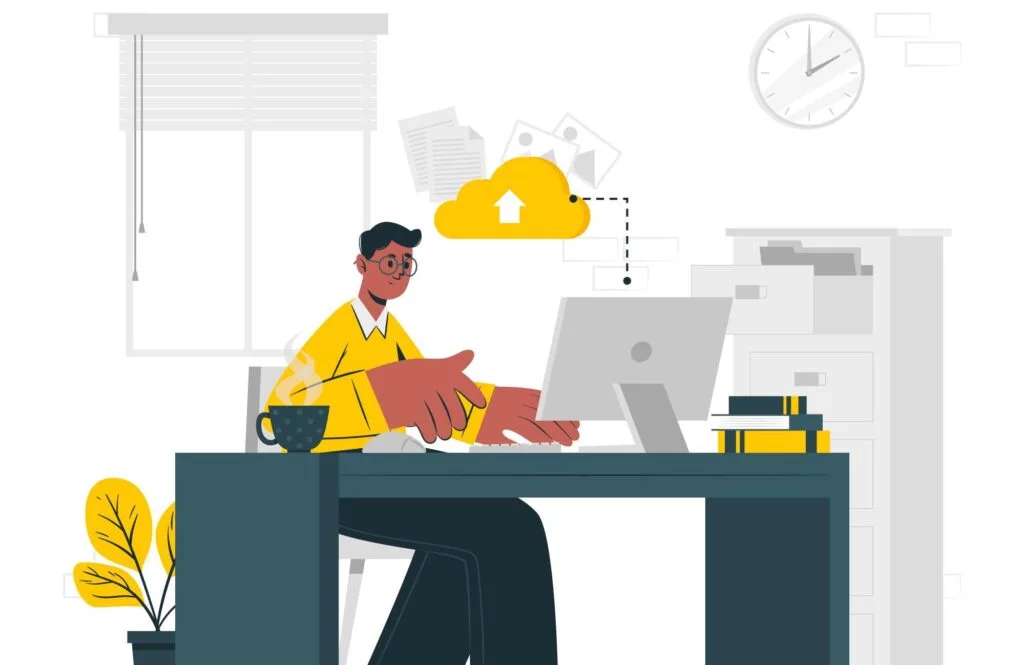 image showing a man working in an office