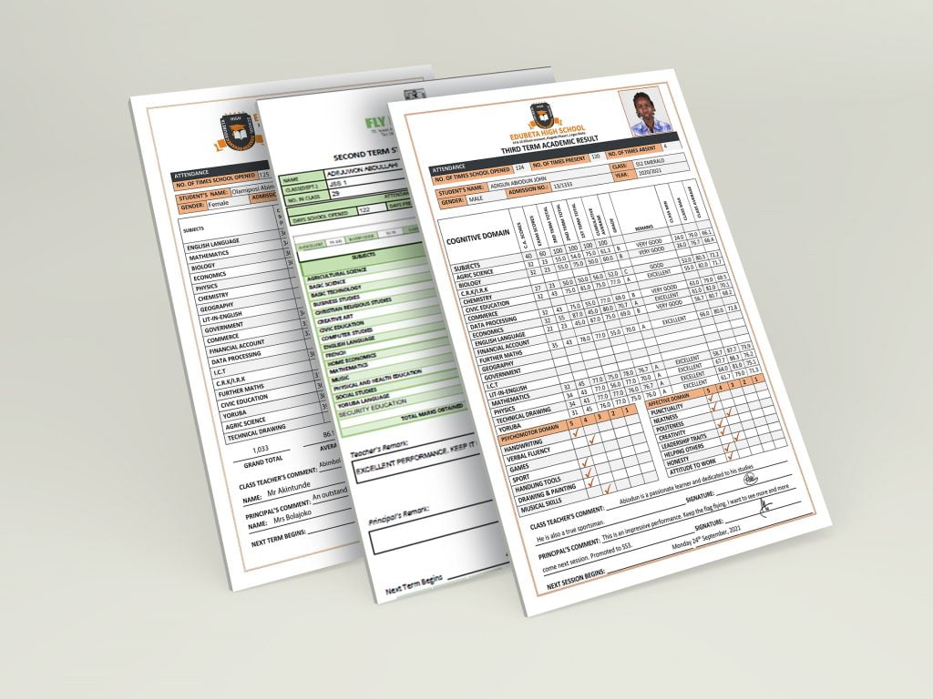 digital student academic report template